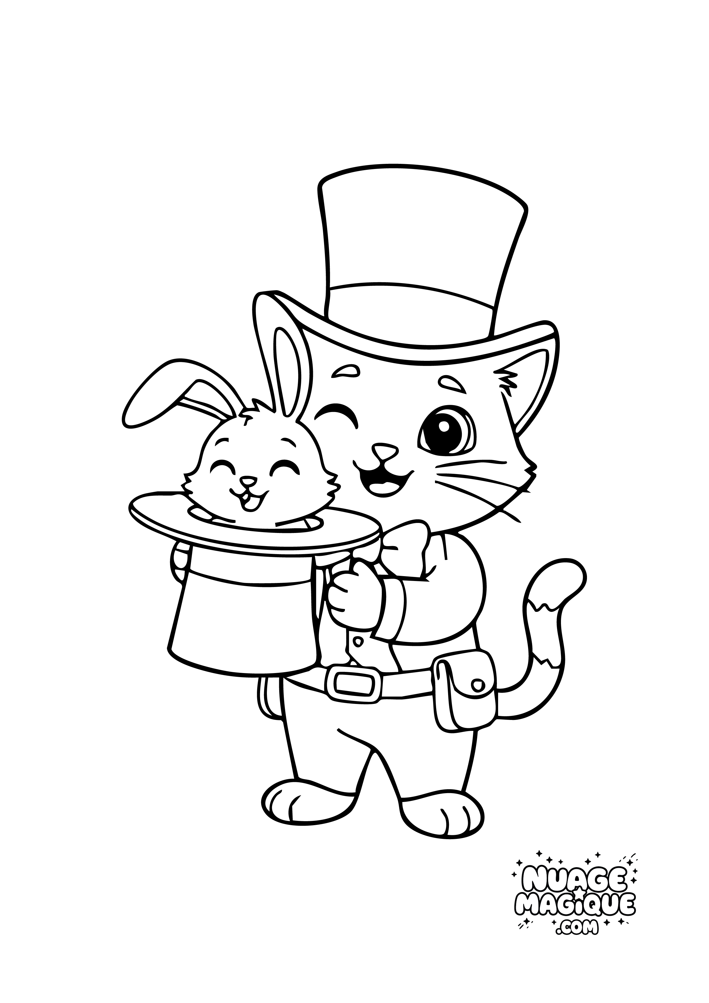 Coloriage Chats magiciens Abracadachat à imprimer ou à colorier en ligne