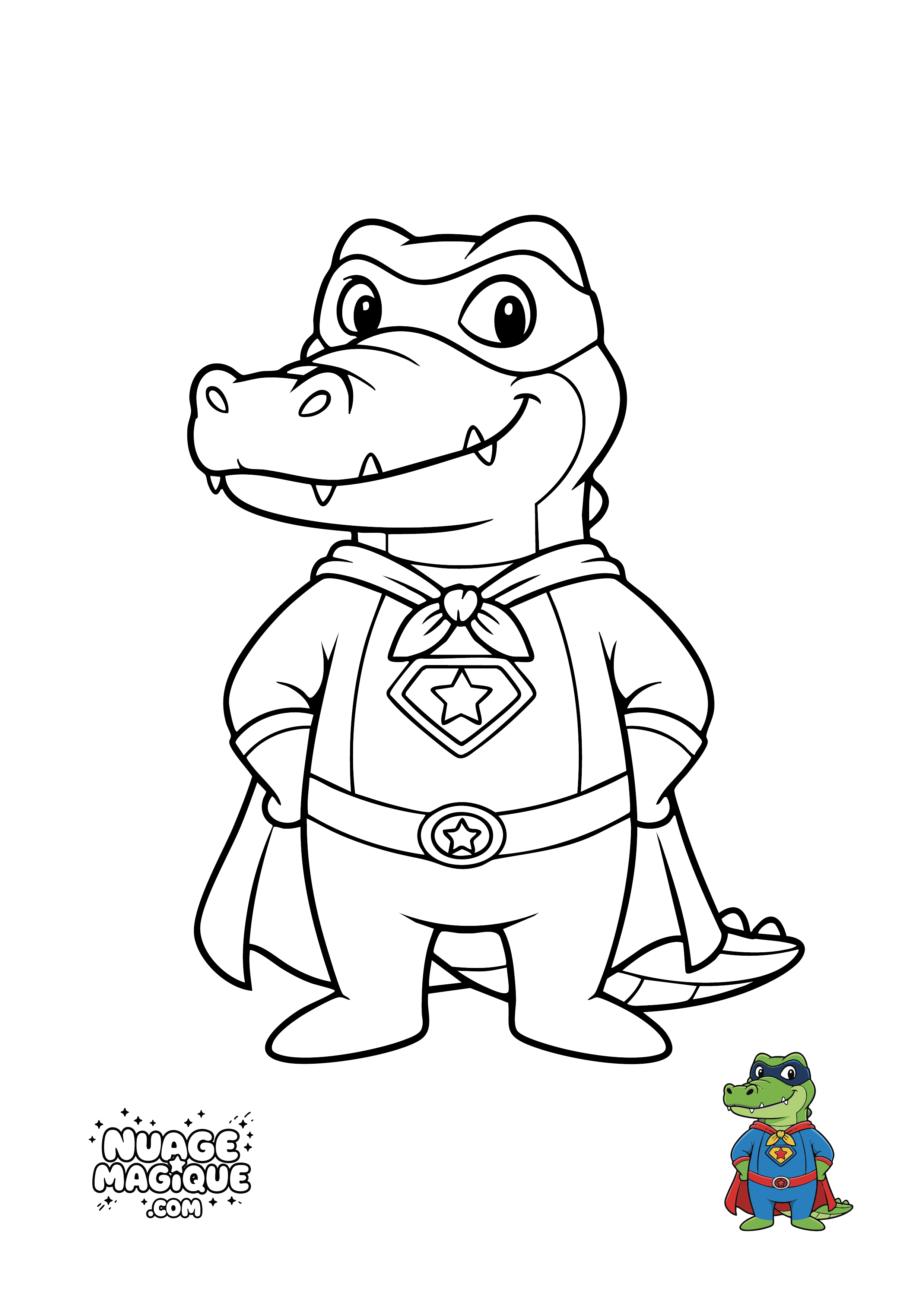 Coloriage Super-Héros Animaux Crocodile Super-héros à imprimer ou à colorier en ligne