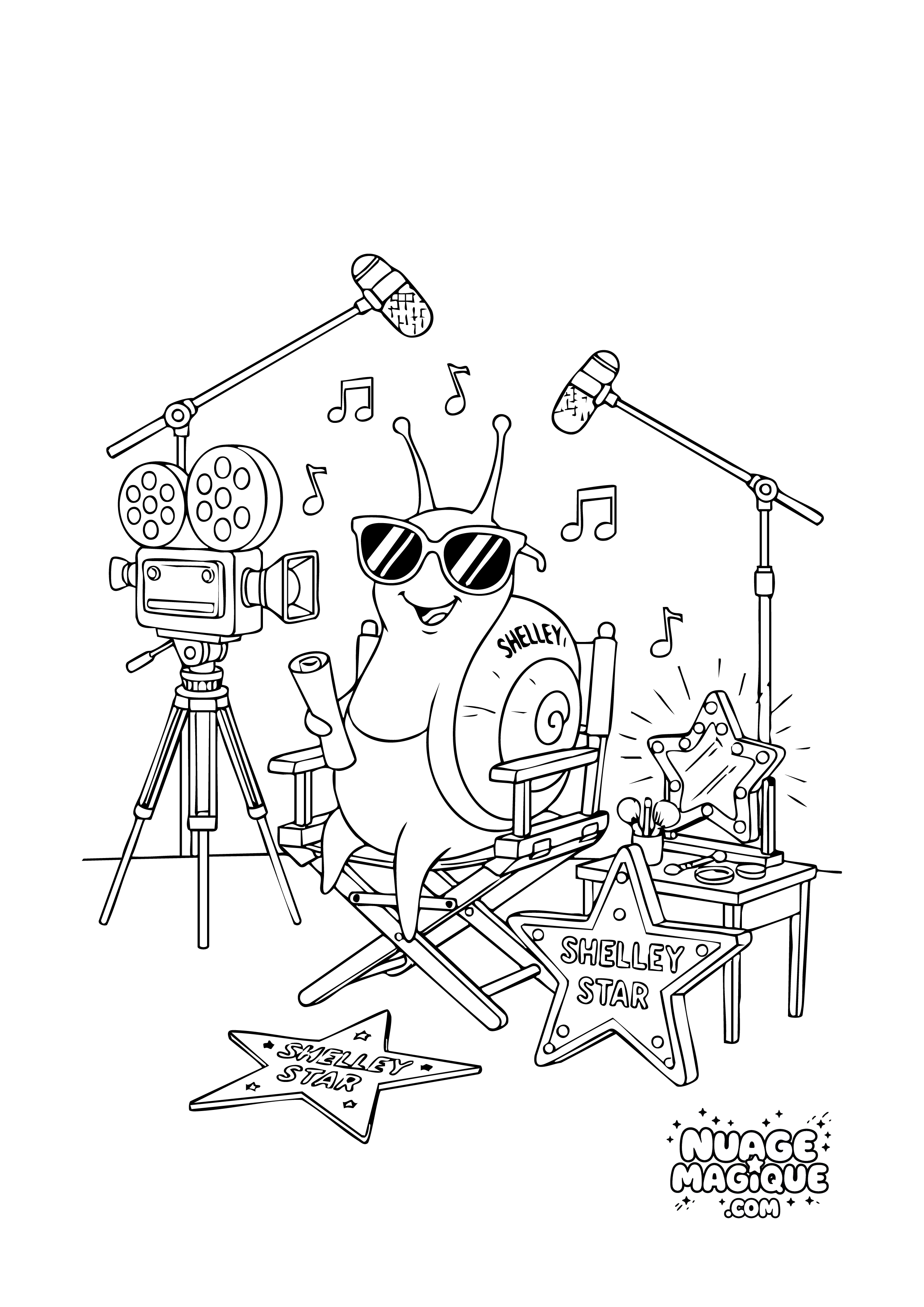 Coloriage Escargots stars de cinéma Actrice Escargot à imprimer ou à colorier en ligne