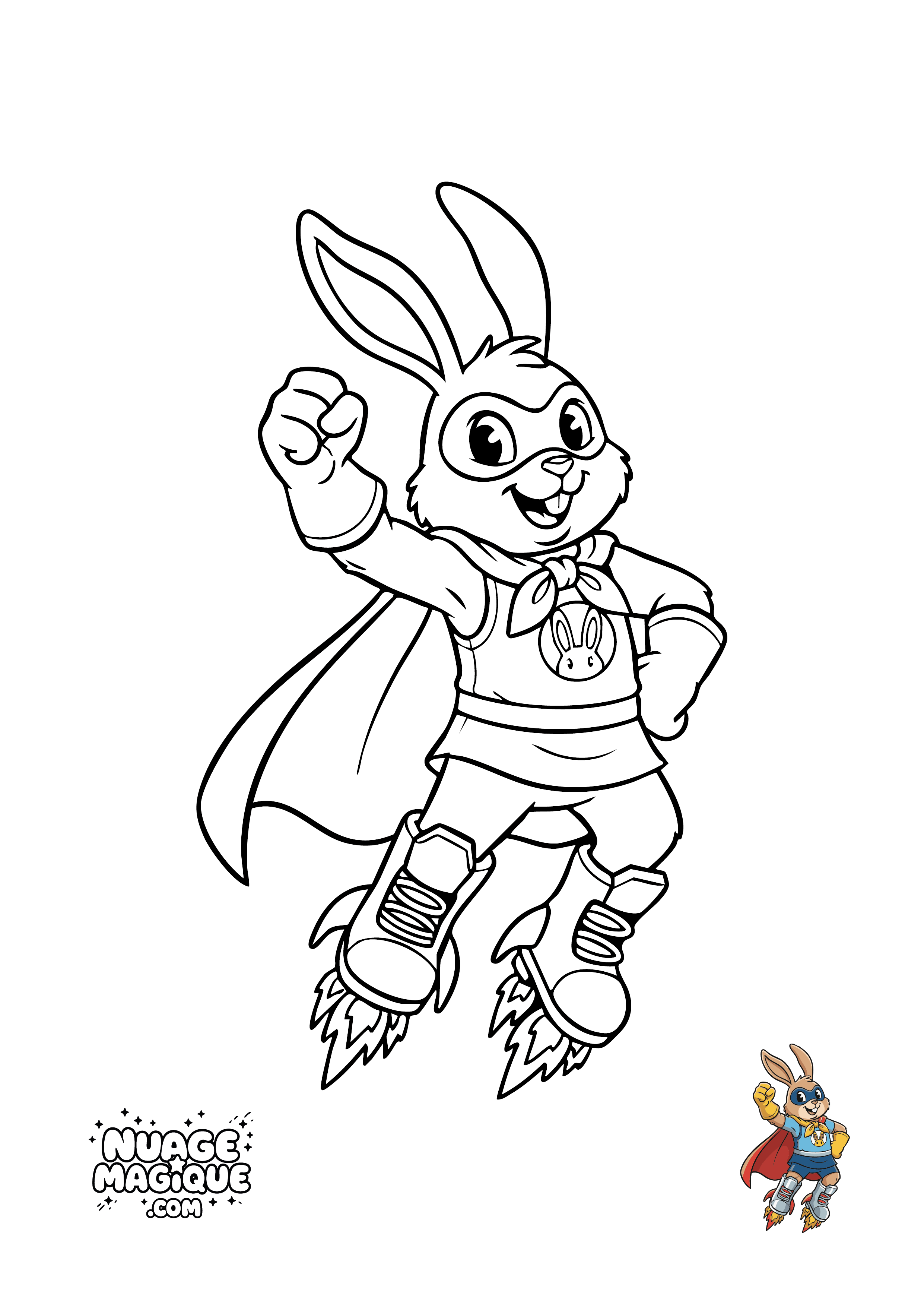 Coloriage Super-Héros Animaux Lapin Super-héros à imprimer ou à colorier en ligne