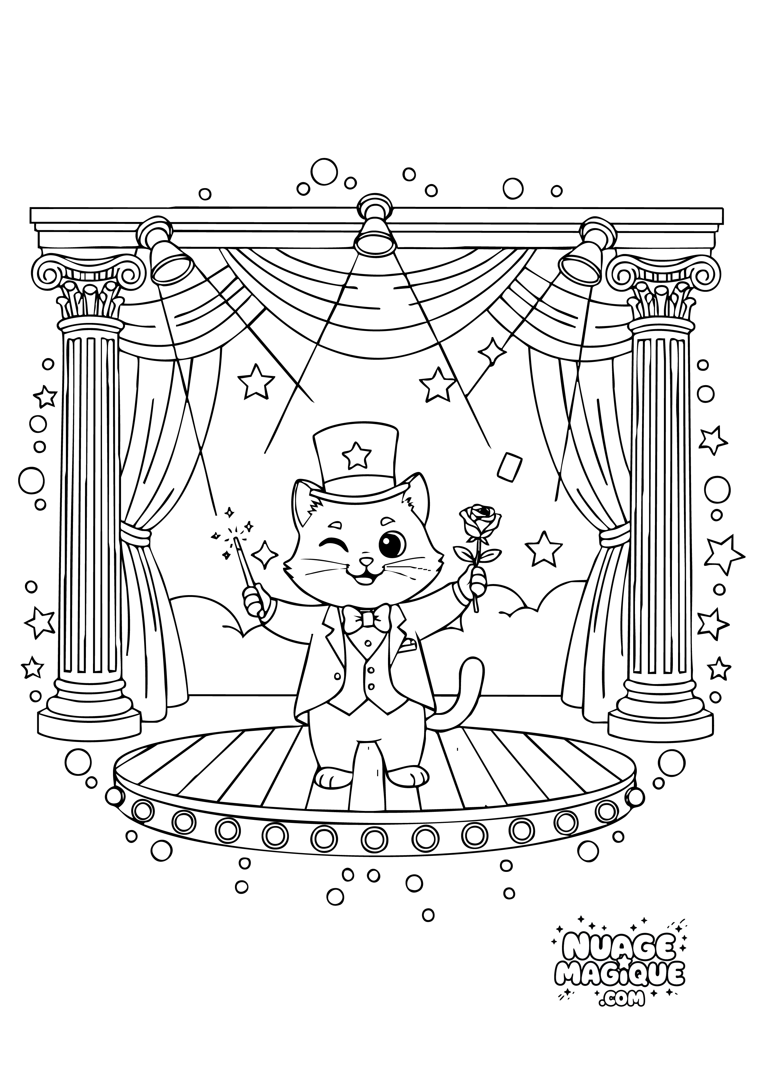 Coloriage Chats magiciens Le grand final à imprimer ou à colorier en ligne