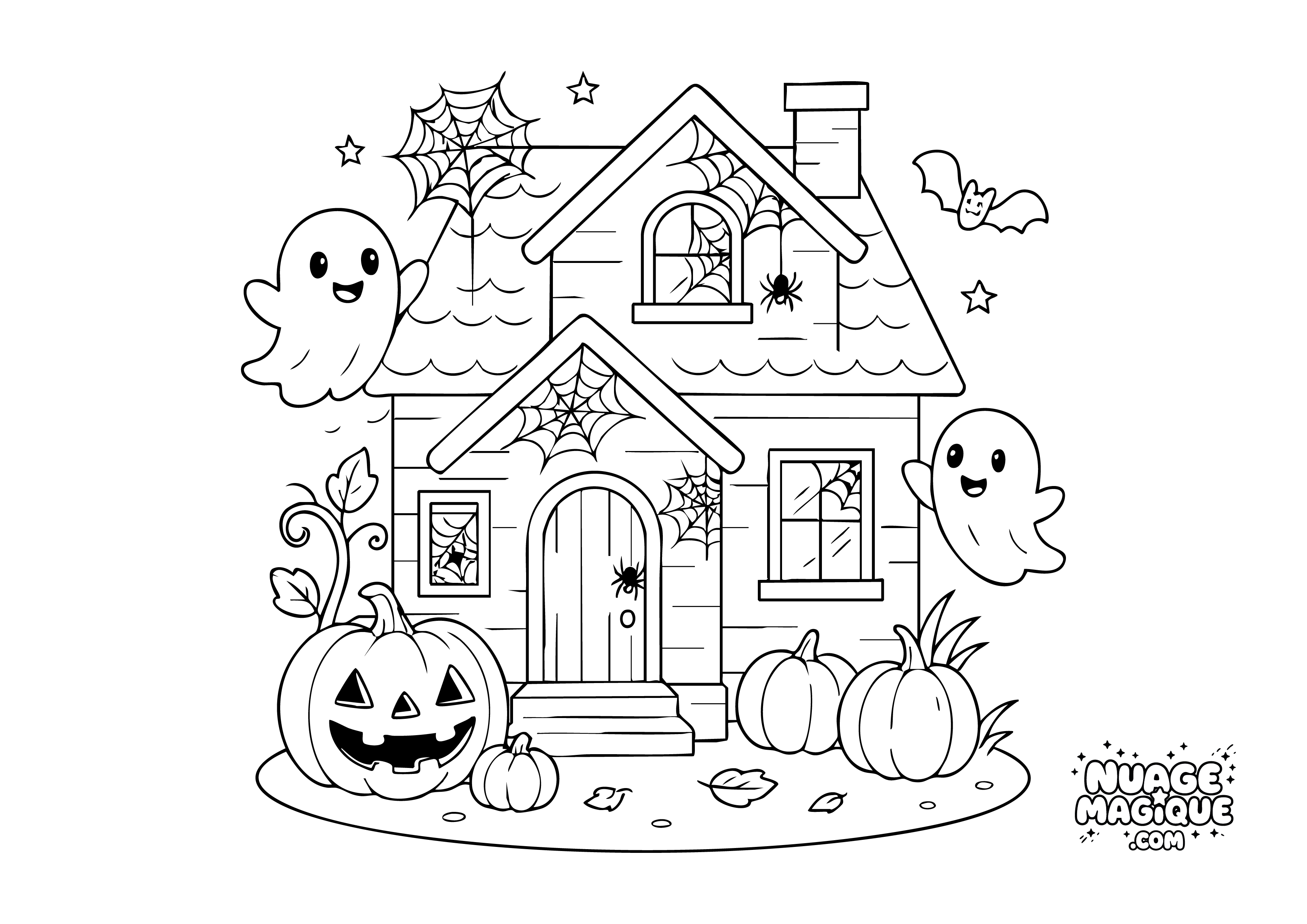 Coloriage Halloween La maison fantome à imprimer ou à colorier en ligne
