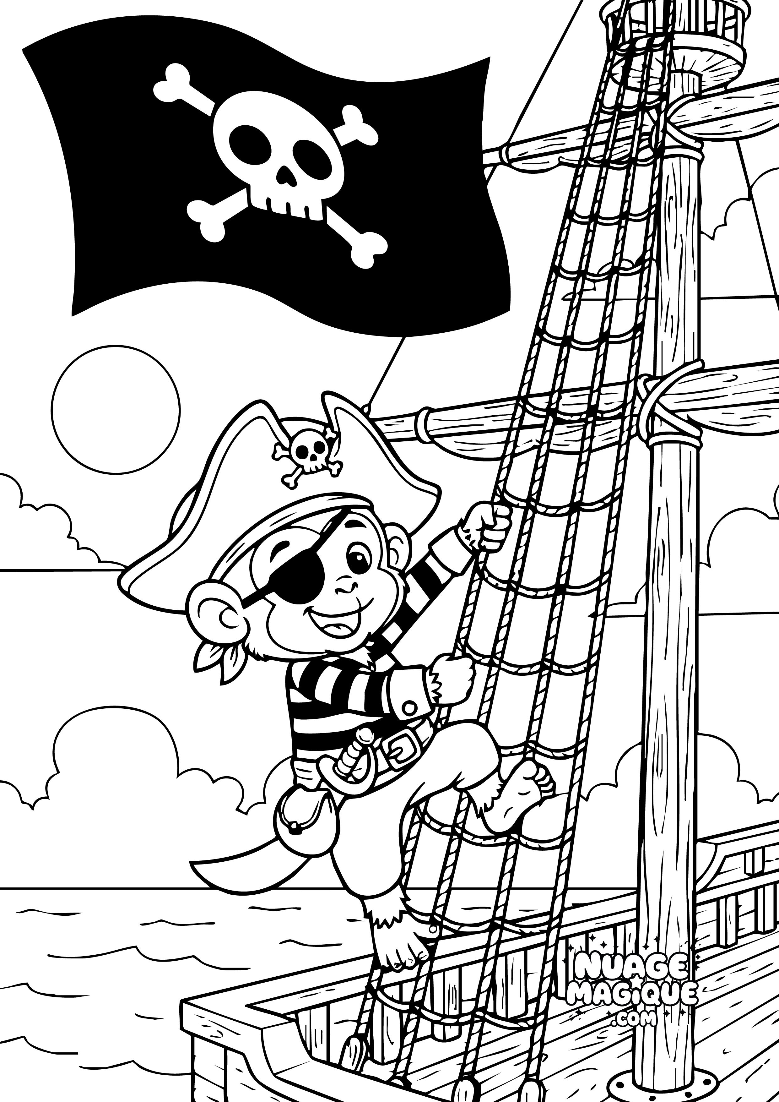 Coloriage Pirates ouistitis À l'Abordage ! à imprimer ou à colorier en ligne