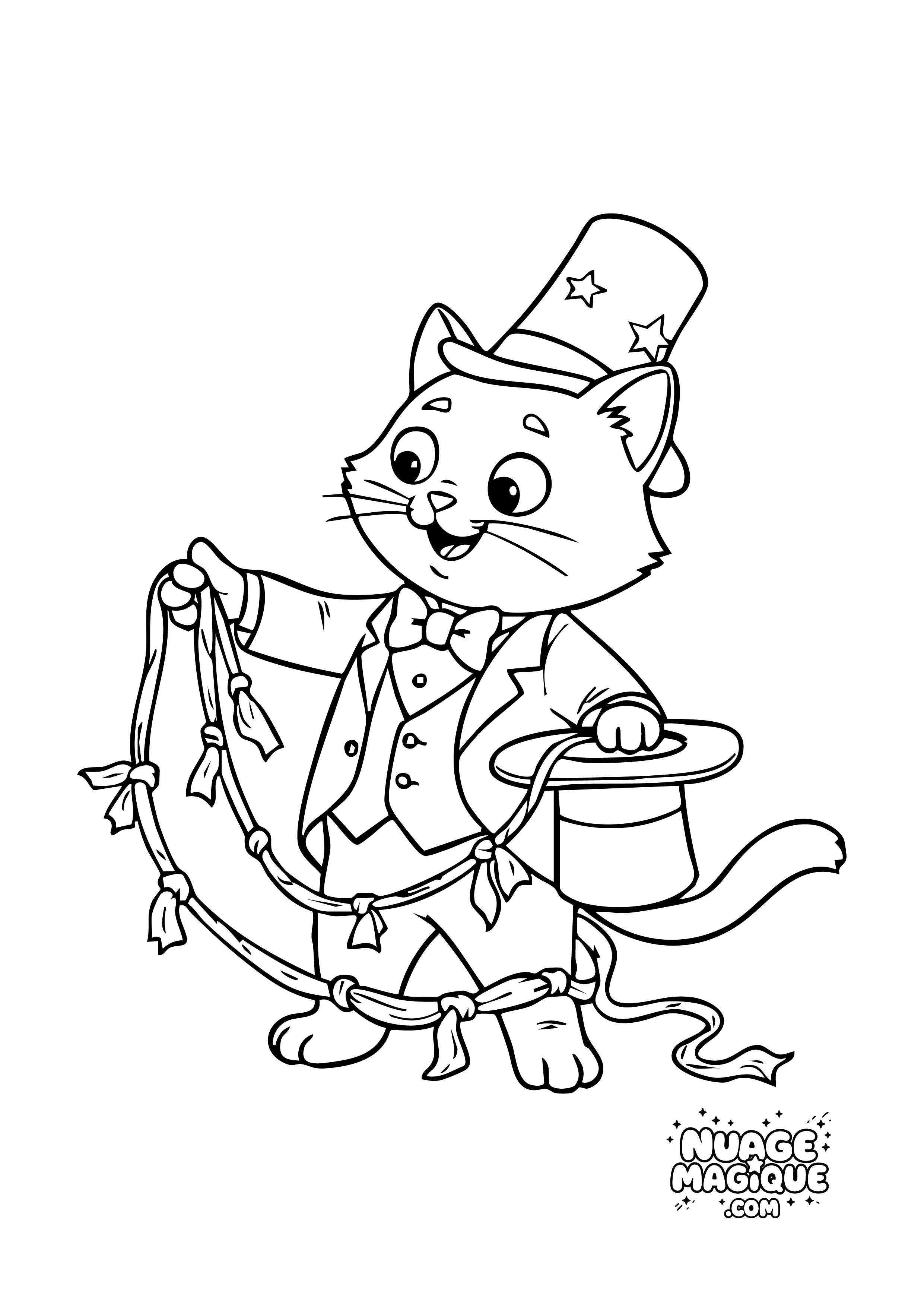 Coloriage Chats magiciens Ruban Magique à imprimer ou à colorier en ligne